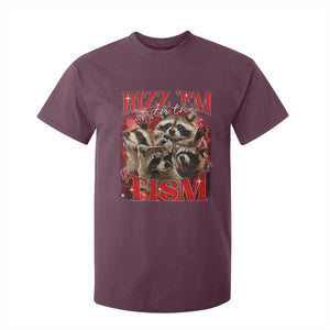 Autism Funny T Shirt For Kid Rizz Em With The Tism Meme Autistic Racoon TS10 Maroon Print Your Wear