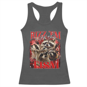 Autism Funny Racerback Tank Top Rizz Em With The Tism Meme Autistic Racoon TS10 Dark Heather Print Your Wear