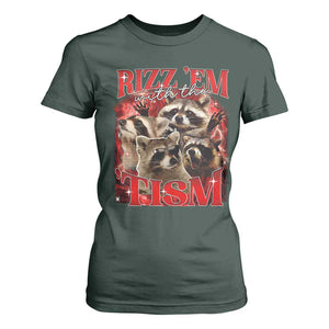 Autism Funny T Shirt For Women Rizz Em With The Tism Meme Autistic Racoon TS10 Dark Forest Green Print Your Wear