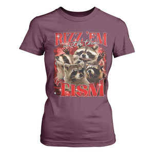 Autism Funny T Shirt For Women Rizz Em With The Tism Meme Autistic Racoon TS10 Maroon Print Your Wear