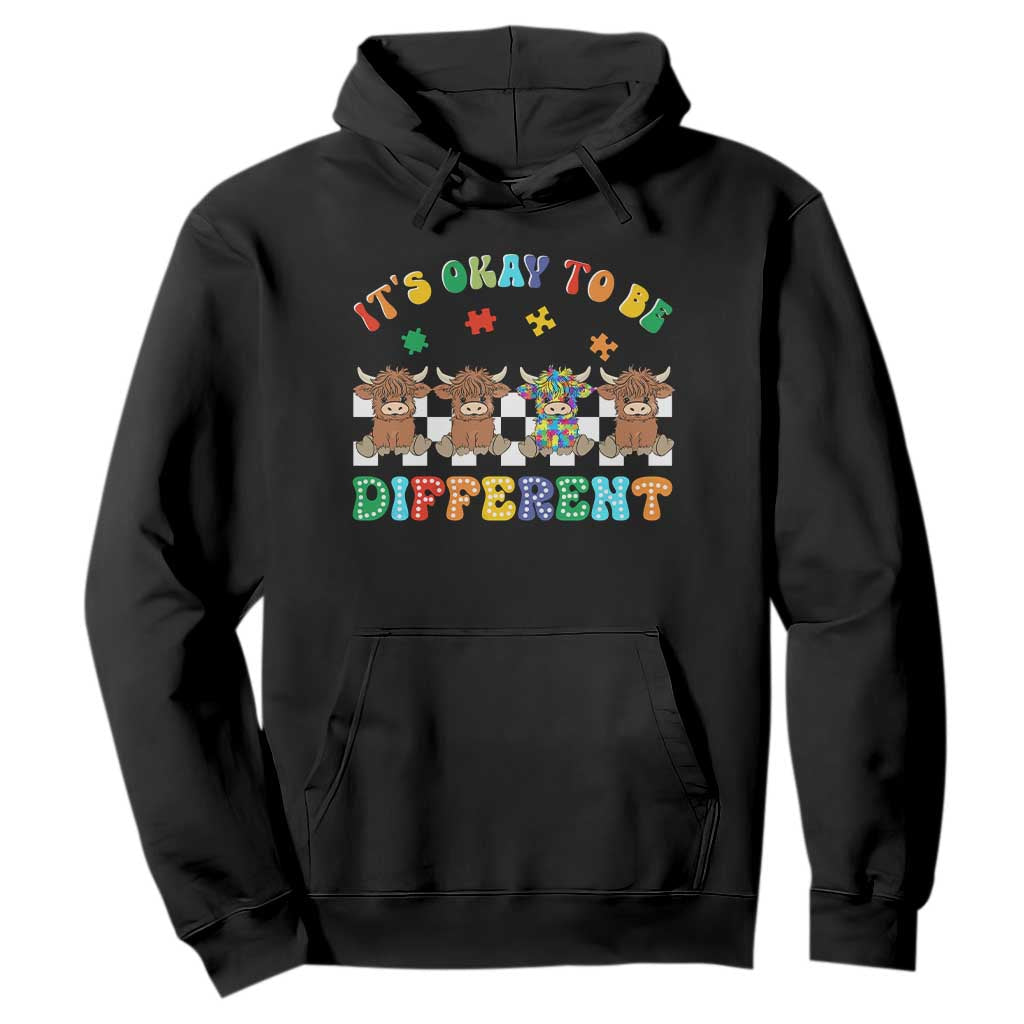 Its Okay To Be Different Autism Awareness Hoodie Autistic Cow Positivity Vibe TS10 Black Print Your Wear