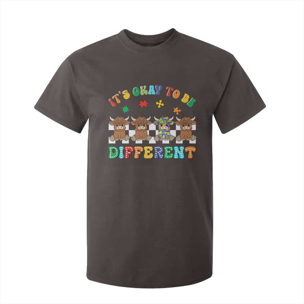 Its Okay To Be Different Autism Awareness T Shirt For Kid Autistic Cow Positivity Vibe TS10 Dark Chocolate Print Your Wear