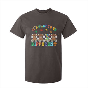 Its Okay To Be Different Autism Awareness T Shirt For Kid Autistic Cow Positivity Vibe TS10 Dark Chocolate Print Your Wear