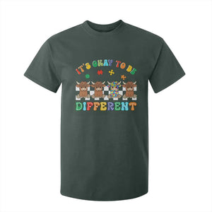 Its Okay To Be Different Autism Awareness T Shirt For Kid Autistic Cow Positivity Vibe TS10 Dark Forest Green Print Your Wear