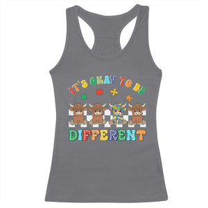 Its Okay To Be Different Autism Awareness Racerback Tank Top Autistic Cow Positivity Vibe TS10 Charcoal Print Your Wear