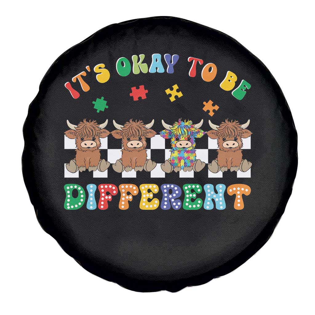 Its Okay To Be Different Autism Awareness Spare Tire Cover Autistic Cow Positivity Vibe TS10 Print Your Wear