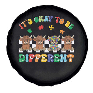 Its Okay To Be Different Autism Awareness Spare Tire Cover Autistic Cow Positivity Vibe TS10 Print Your Wear
