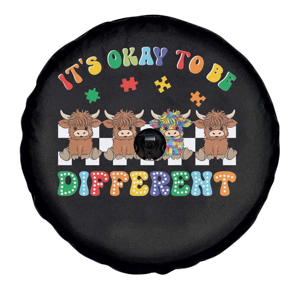 Its Okay To Be Different Autism Awareness Spare Tire Cover Autistic Cow Positivity Vibe TS10 Print Your Wear