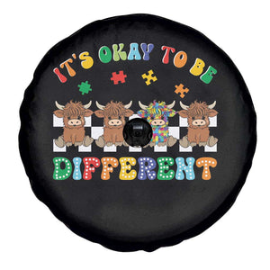 Its Okay To Be Different Autism Awareness Spare Tire Cover Autistic Cow Positivity Vibe TS10 Print Your Wear