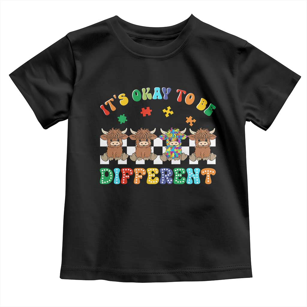 Its Okay To Be Different Autism Awareness Toddler T Shirt Autistic Cow Positivity Vibe TS10 Black Print Your Wear
