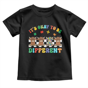 Its Okay To Be Different Autism Awareness Toddler T Shirt Autistic Cow Positivity Vibe TS10 Black Print Your Wear