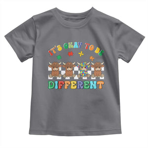 Its Okay To Be Different Autism Awareness Toddler T Shirt Autistic Cow Positivity Vibe TS10 Charcoal Print Your Wear