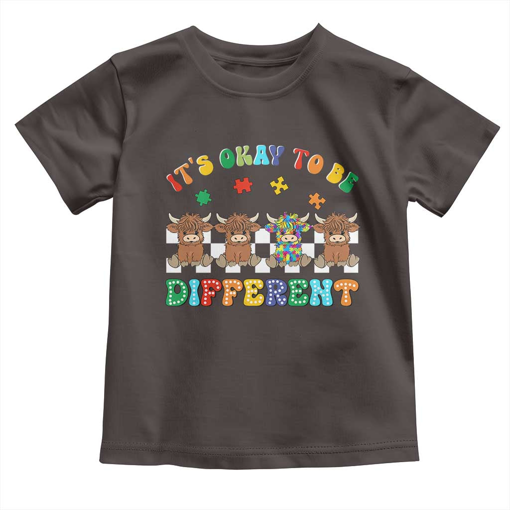 Its Okay To Be Different Autism Awareness Toddler T Shirt Autistic Cow Positivity Vibe TS10 Dark Chocolate Print Your Wear