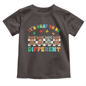 Its Okay To Be Different Autism Awareness Toddler T Shirt Autistic Cow Positivity Vibe TS10 Dark Chocolate Print Your Wear