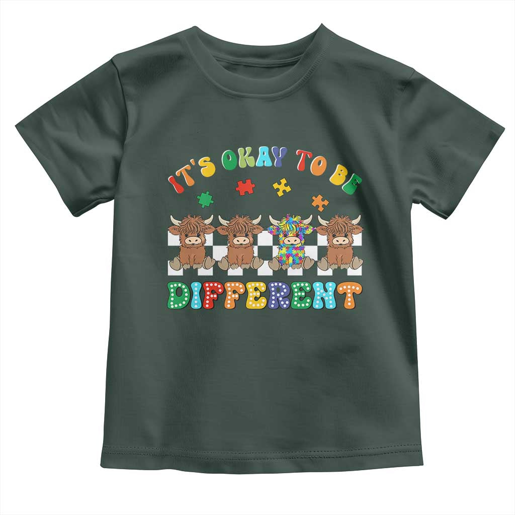 Its Okay To Be Different Autism Awareness Toddler T Shirt Autistic Cow Positivity Vibe TS10 Dark Forest Green Print Your Wear