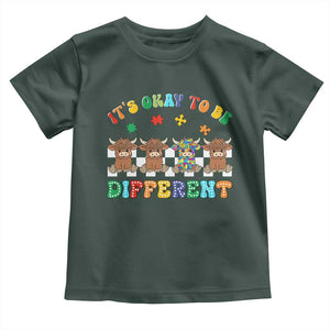 Its Okay To Be Different Autism Awareness Toddler T Shirt Autistic Cow Positivity Vibe TS10 Dark Forest Green Print Your Wear
