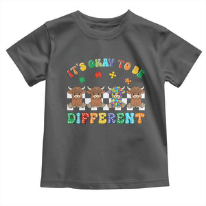 Its Okay To Be Different Autism Awareness Toddler T Shirt Autistic Cow Positivity Vibe TS10 Dark Heather Print Your Wear