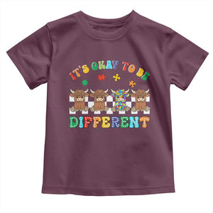 Its Okay To Be Different Autism Awareness Toddler T Shirt Autistic Cow Positivity Vibe TS10 Maroon Print Your Wear