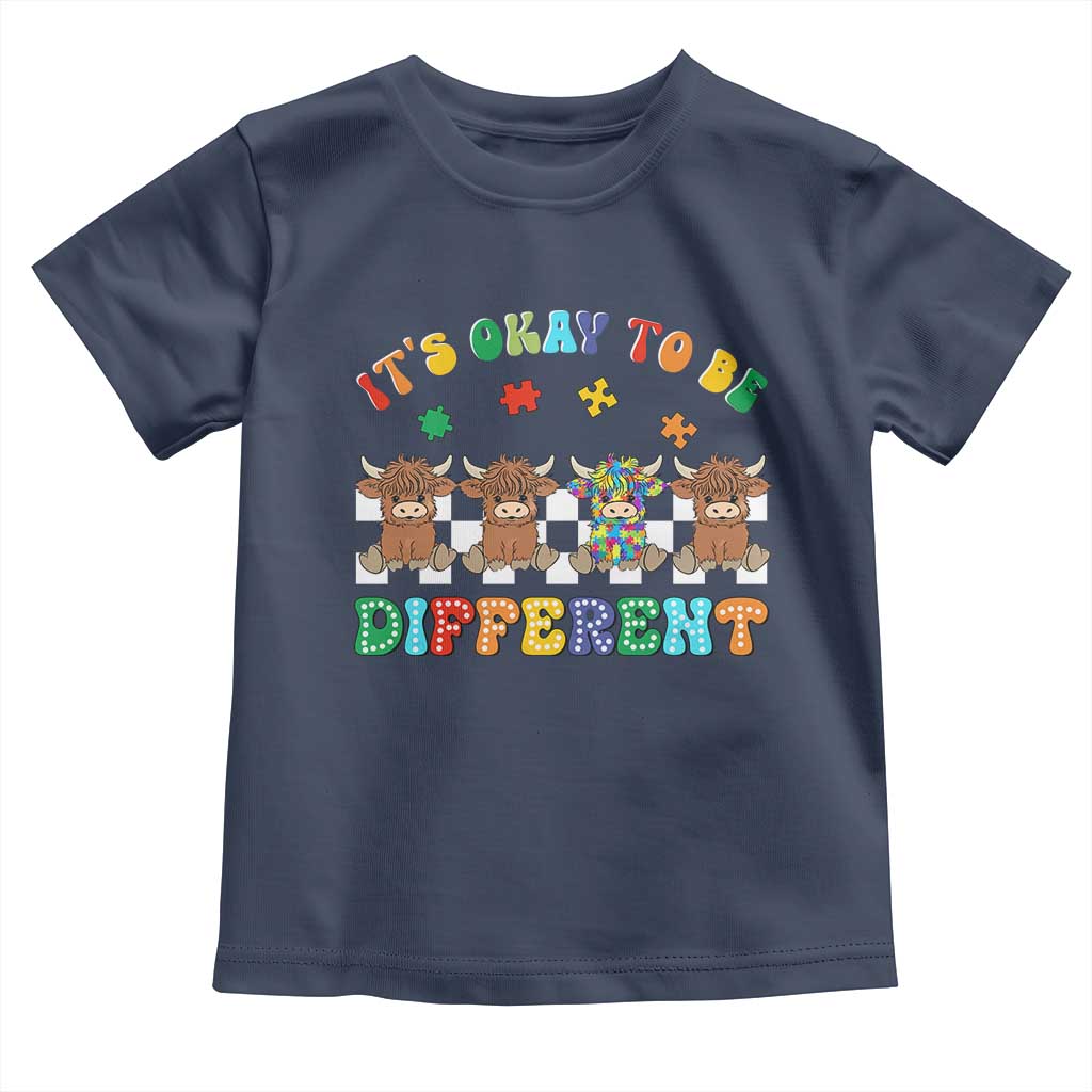 Its Okay To Be Different Autism Awareness Toddler T Shirt Autistic Cow Positivity Vibe TS10 Navy Print Your Wear