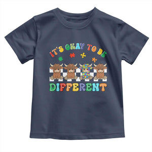 Its Okay To Be Different Autism Awareness Toddler T Shirt Autistic Cow Positivity Vibe TS10 Navy Print Your Wear