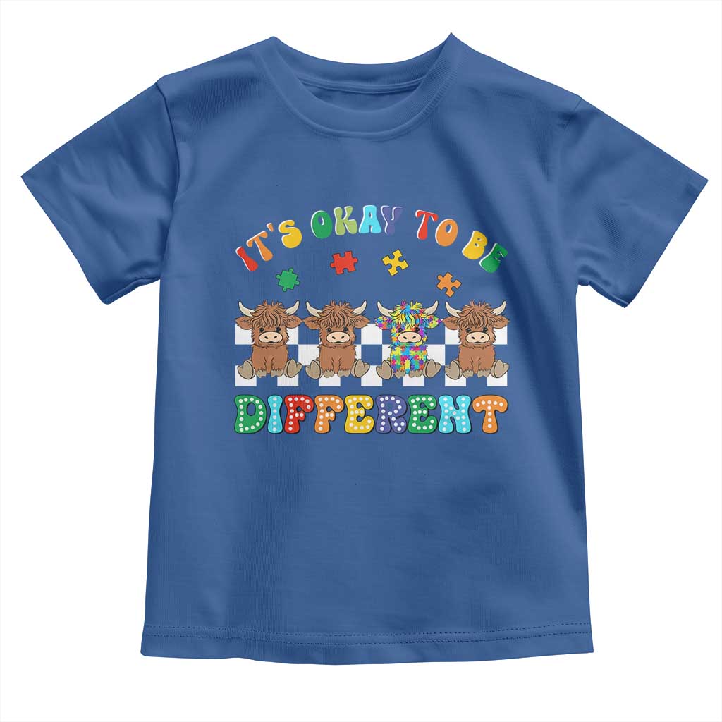 Its Okay To Be Different Autism Awareness Toddler T Shirt Autistic Cow Positivity Vibe TS10 Royal Blue Print Your Wear