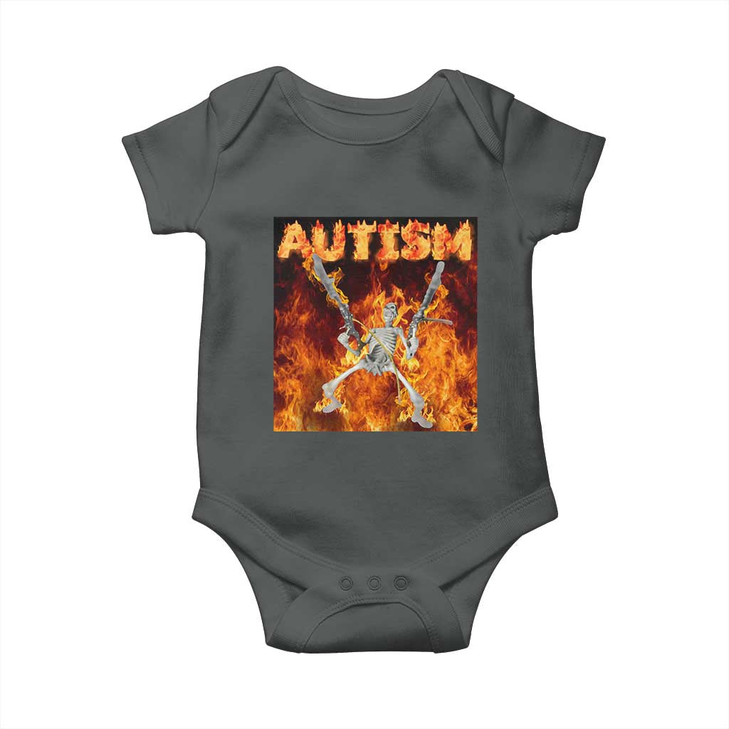 Autism Skeleton Meme Baby Onesie TS10 Dark Heather Print Your Wear