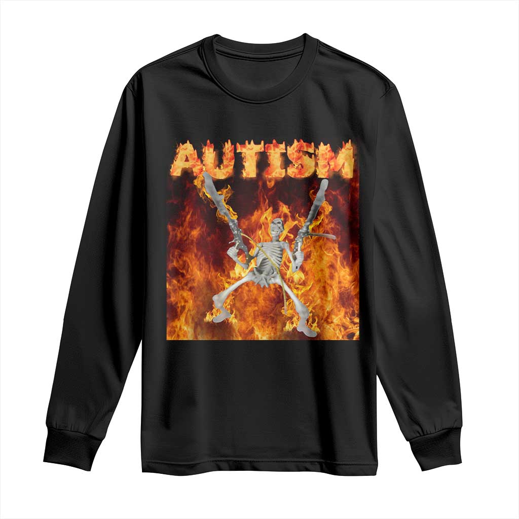 Autism Skeleton Meme Long Sleeve Shirt TS10 Black Print Your Wear