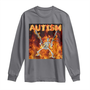 Autism Skeleton Meme Long Sleeve Shirt TS10 Charcoal Print Your Wear