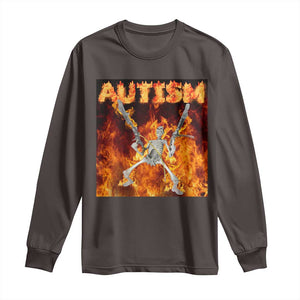 Autism Skeleton Meme Long Sleeve Shirt TS10 Dark Chocolate Print Your Wear