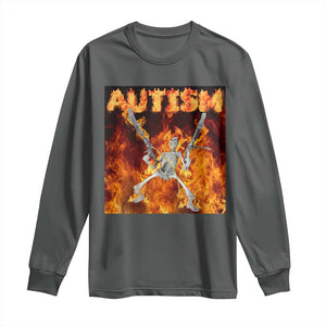 Autism Skeleton Meme Long Sleeve Shirt TS10 Dark Heather Print Your Wear