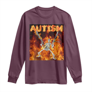 Autism Skeleton Meme Long Sleeve Shirt TS10 Maroon Print Your Wear