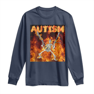 Autism Skeleton Meme Long Sleeve Shirt TS10 Navy Print Your Wear