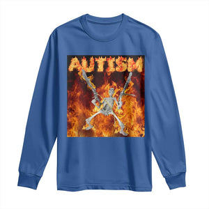 Autism Skeleton Meme Long Sleeve Shirt TS10 Royal Blue Print Your Wear