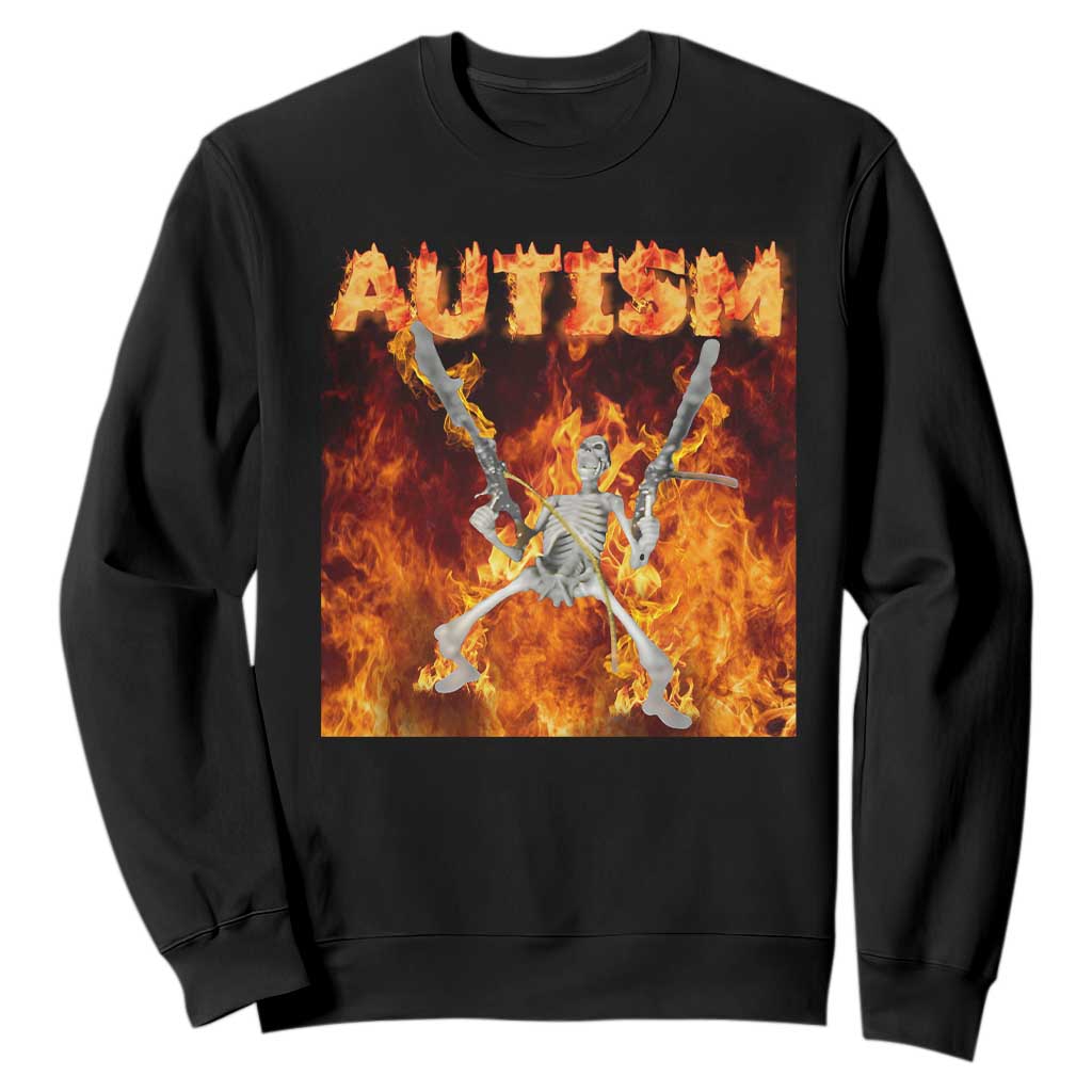 Autism Skeleton Meme Sweatshirt TS10 Black Print Your Wear