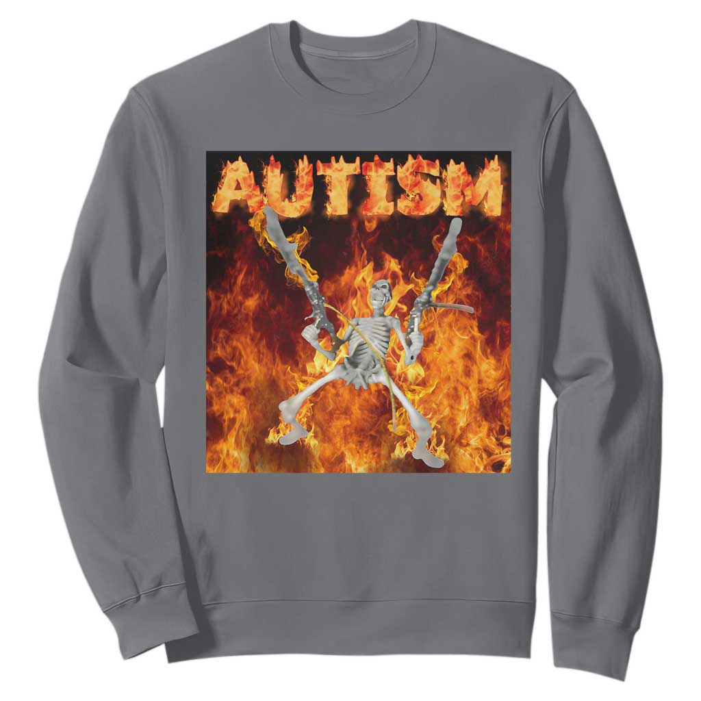Autism Skeleton Meme Sweatshirt TS10 Charcoal Print Your Wear