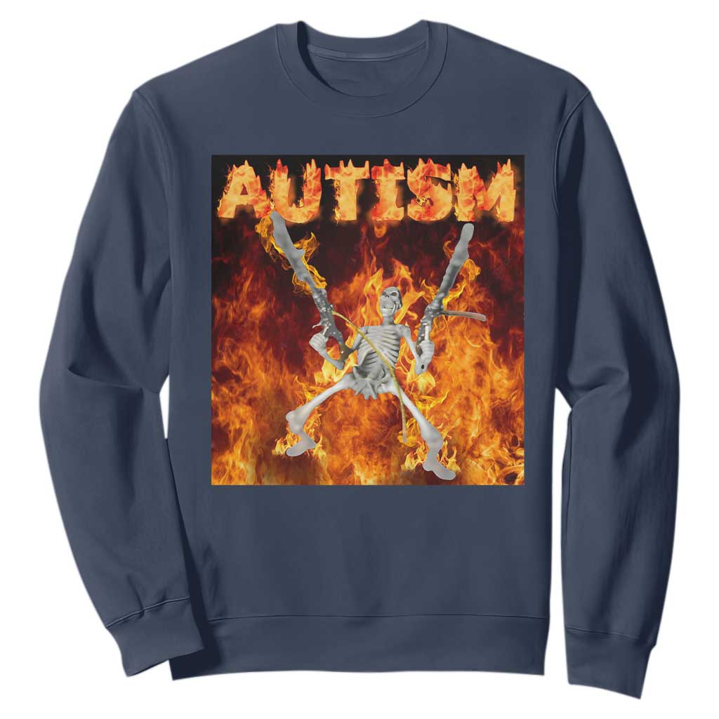Autism Skeleton Meme Sweatshirt TS10 Navy Print Your Wear