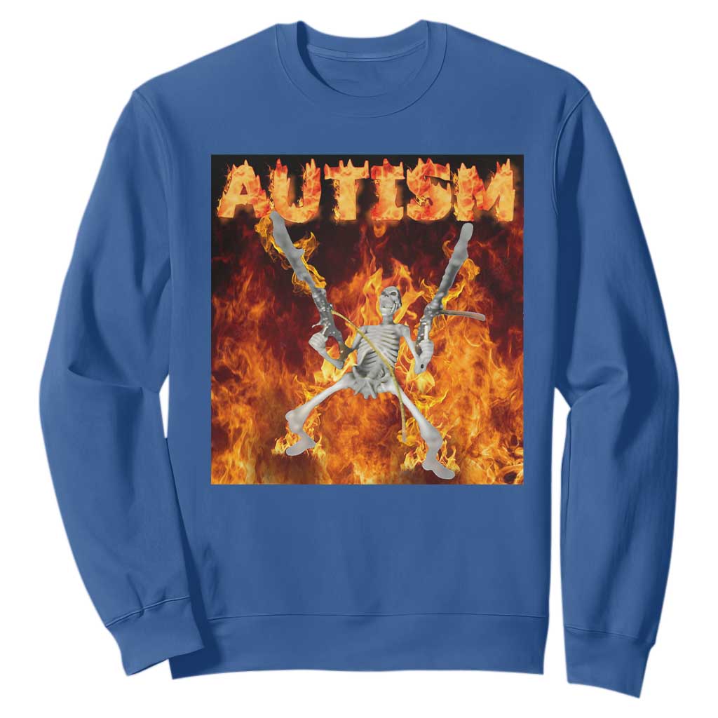 Autism Skeleton Meme Sweatshirt TS10 Royal Blue Print Your Wear