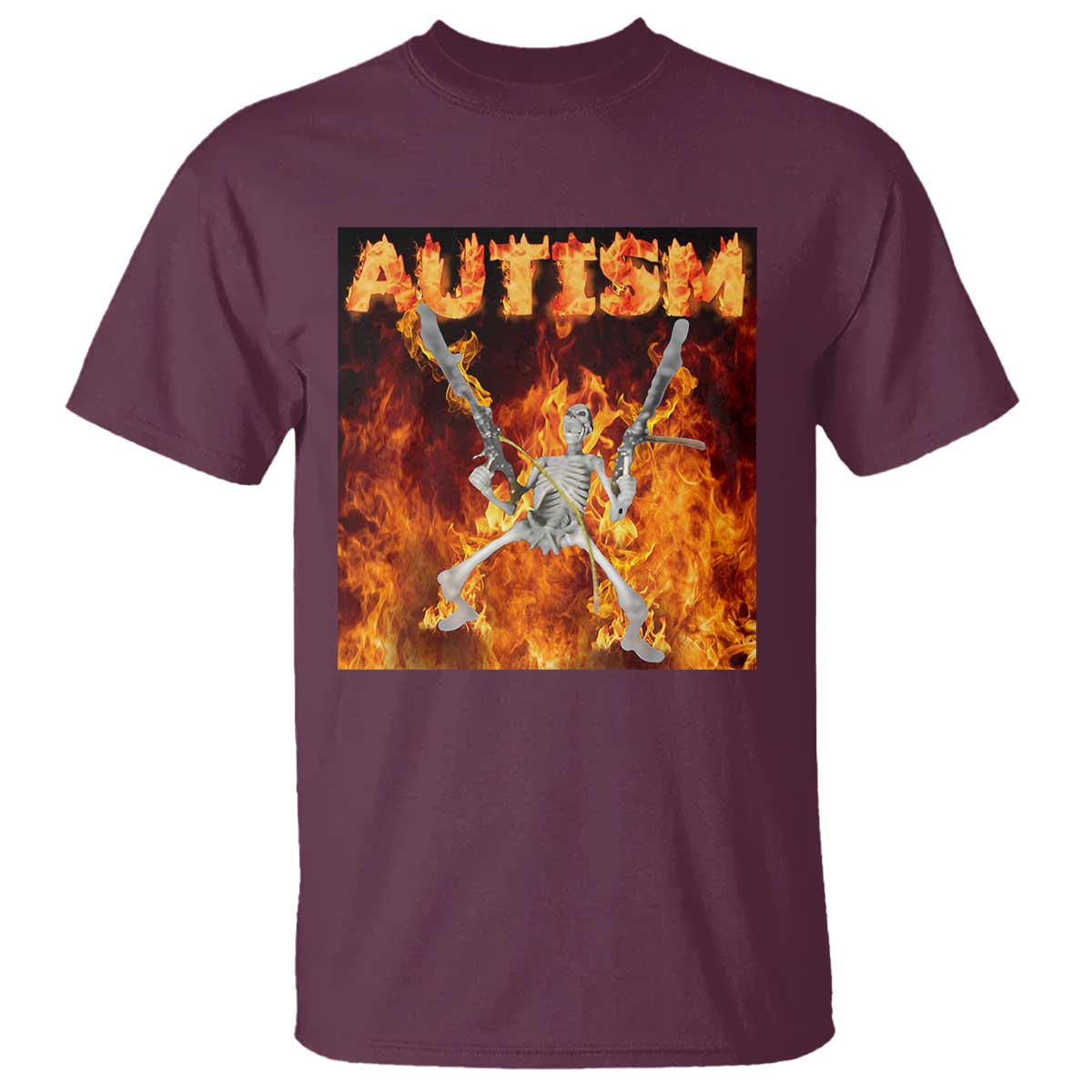 Autism Skeleton Meme T Shirt TS10 Maroon Print Your Wear