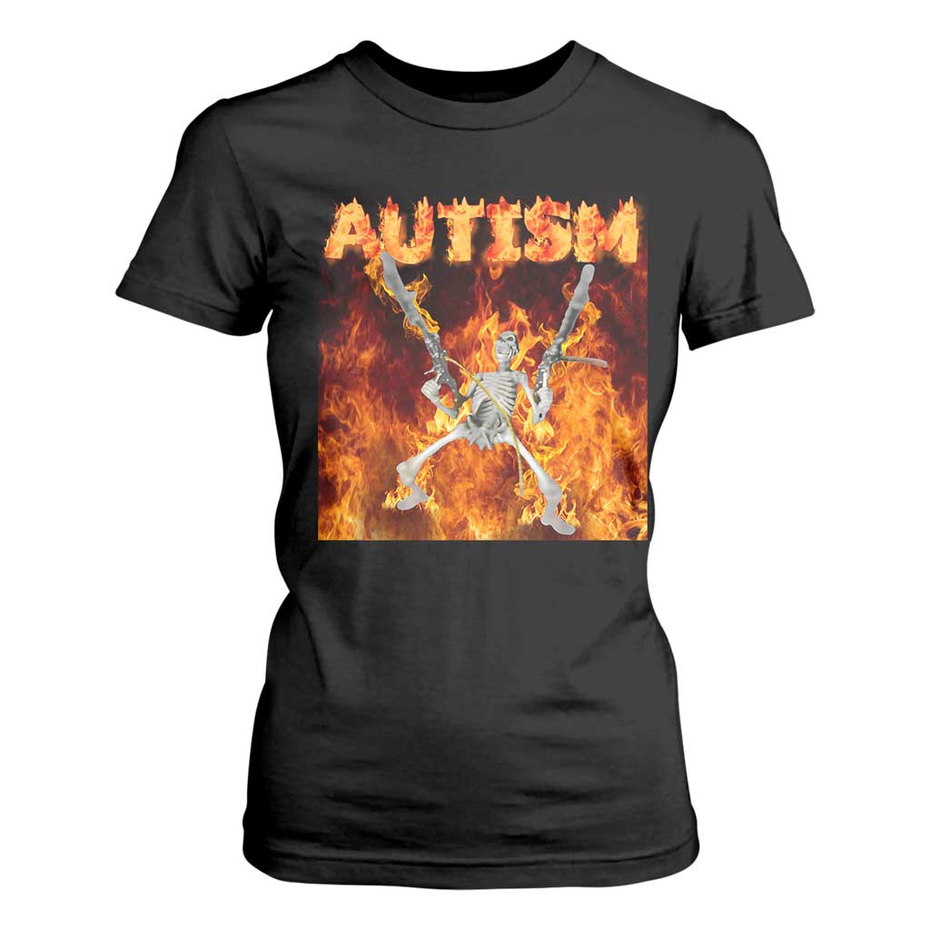 Autism Skeleton Meme T Shirt For Women TS10 Black Print Your Wear