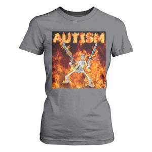 Autism Skeleton Meme T Shirt For Women TS10 Charcoal Print Your Wear