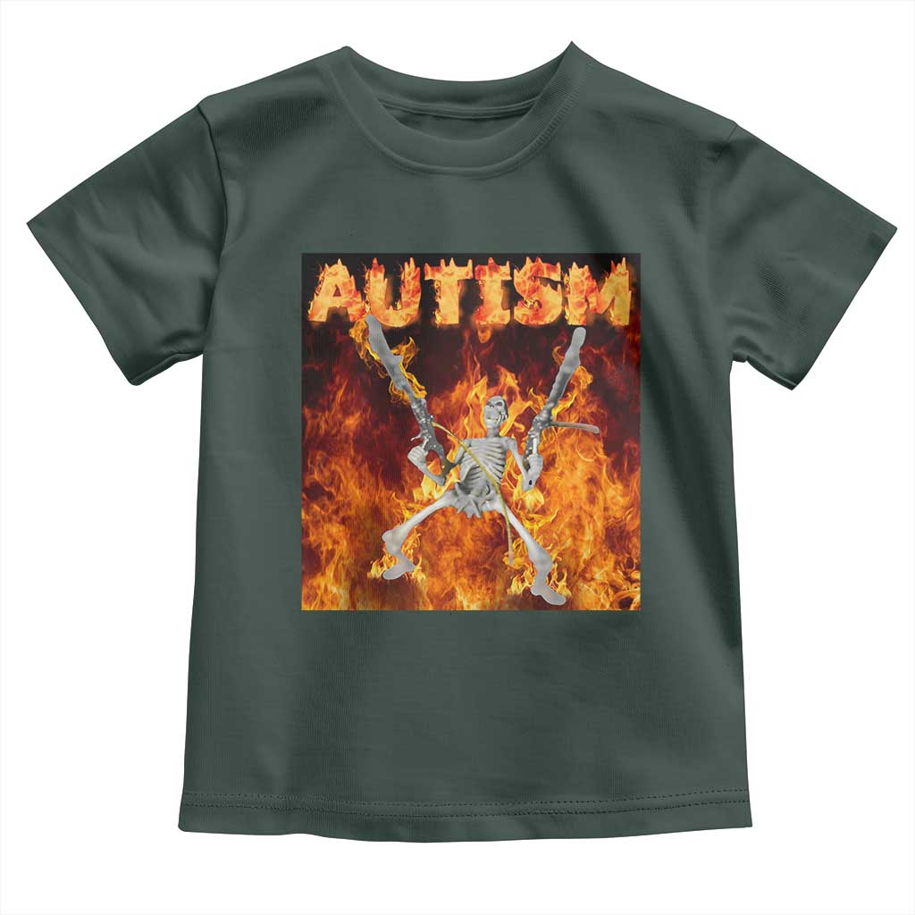Autism Skeleton Meme Toddler T Shirt TS10 Dark Forest Green Print Your Wear