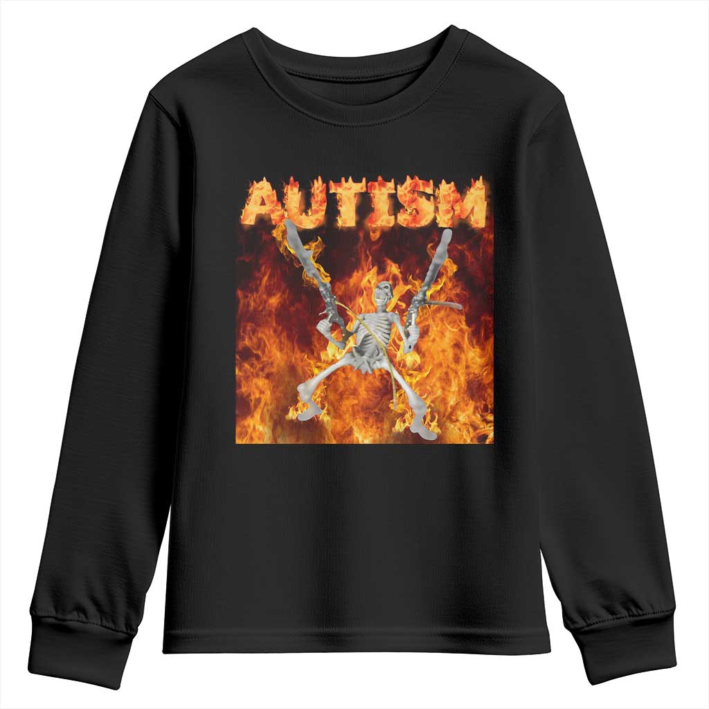 Autism Skeleton Meme Youth Sweatshirt TS10 Black Print Your Wear
