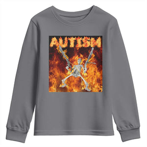 Autism Skeleton Meme Youth Sweatshirt TS10 Charcoal Print Your Wear