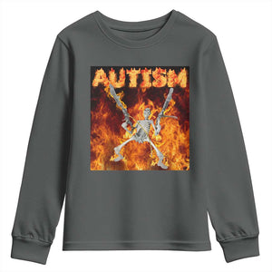 Autism Skeleton Meme Youth Sweatshirt TS10 Dark Heather Print Your Wear