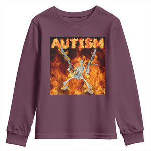 Autism Skeleton Meme Youth Sweatshirt TS10 Maroon Print Your Wear