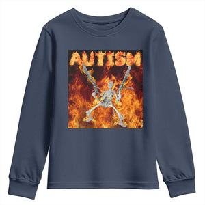 Autism Skeleton Meme Youth Sweatshirt TS10 Navy Print Your Wear