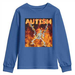 Autism Skeleton Meme Youth Sweatshirt TS10 Royal Blue Print Your Wear