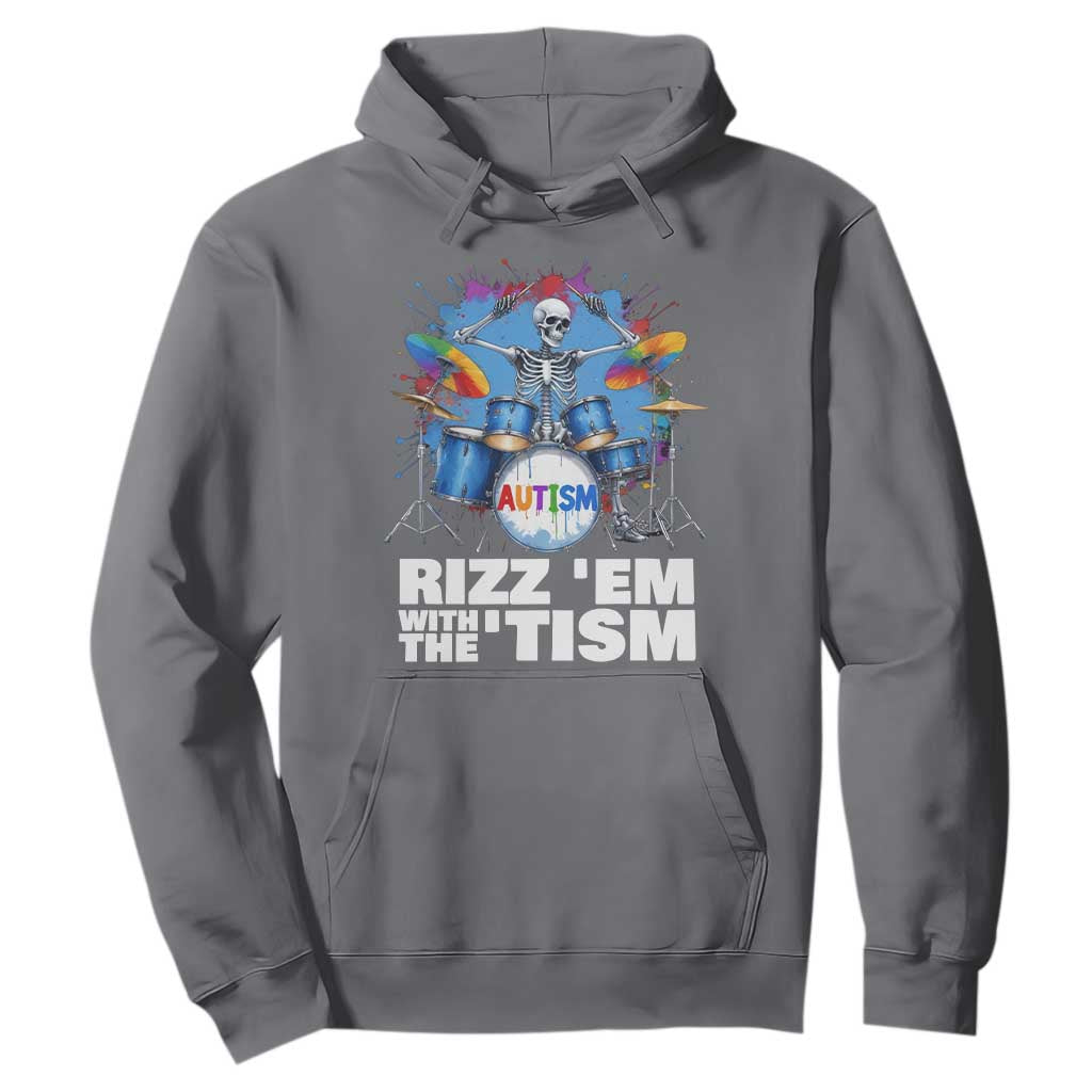 Autism Skeleton Meme Hoodie Rizz Em With The Tism Meme Autistic Drummer TS10 Charcoal Print Your Wear