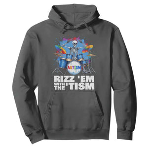 Autism Skeleton Meme Hoodie Rizz Em With The Tism Meme Autistic Drummer TS10 Dark Heather Print Your Wear