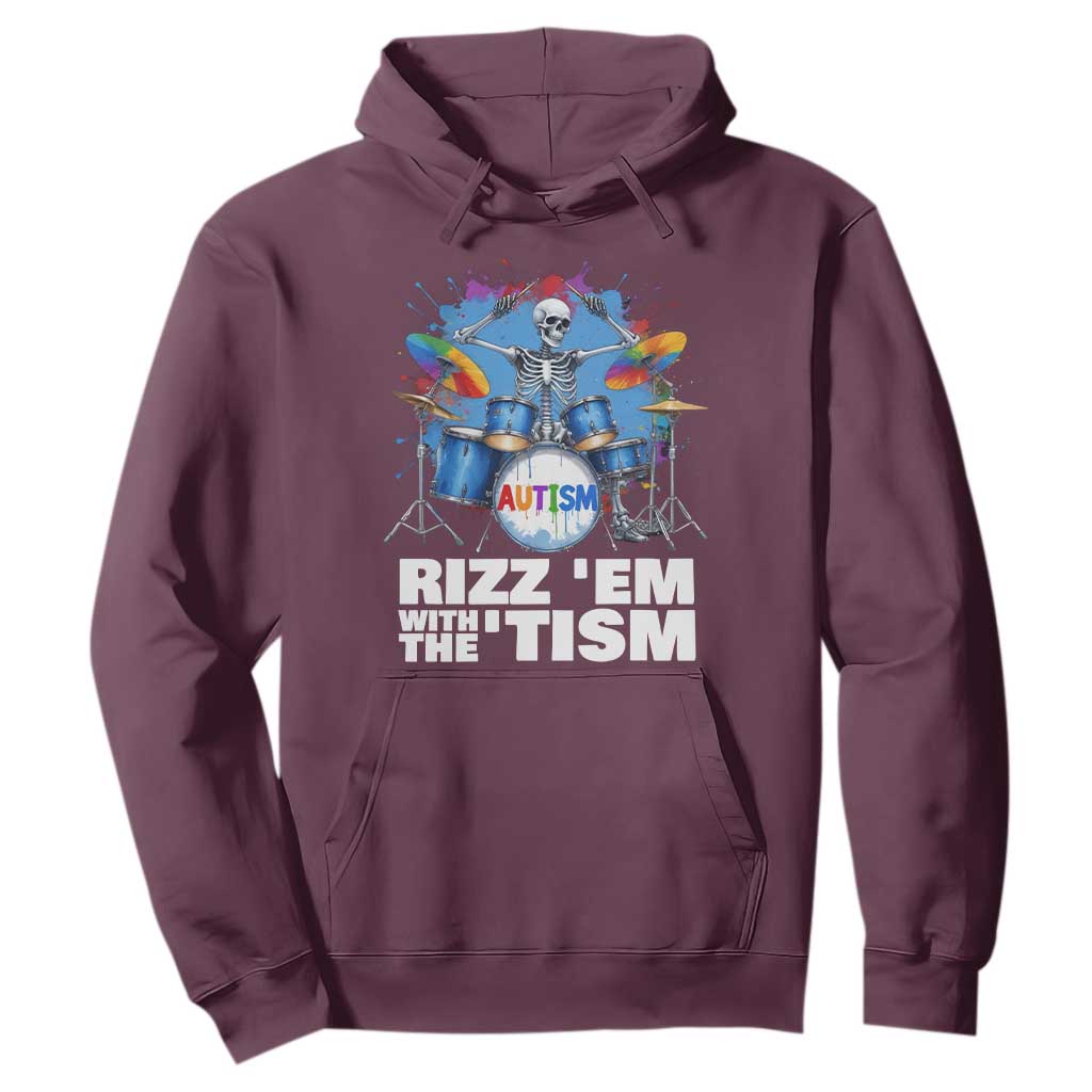 Autism Skeleton Meme Hoodie Rizz Em With The Tism Meme Autistic Drummer TS10 Maroon Print Your Wear